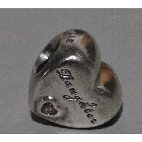 Pandora ALE Daughter's Love Heart Charm Sterling Silver 925 Pink Stone - Picture 4 of 4